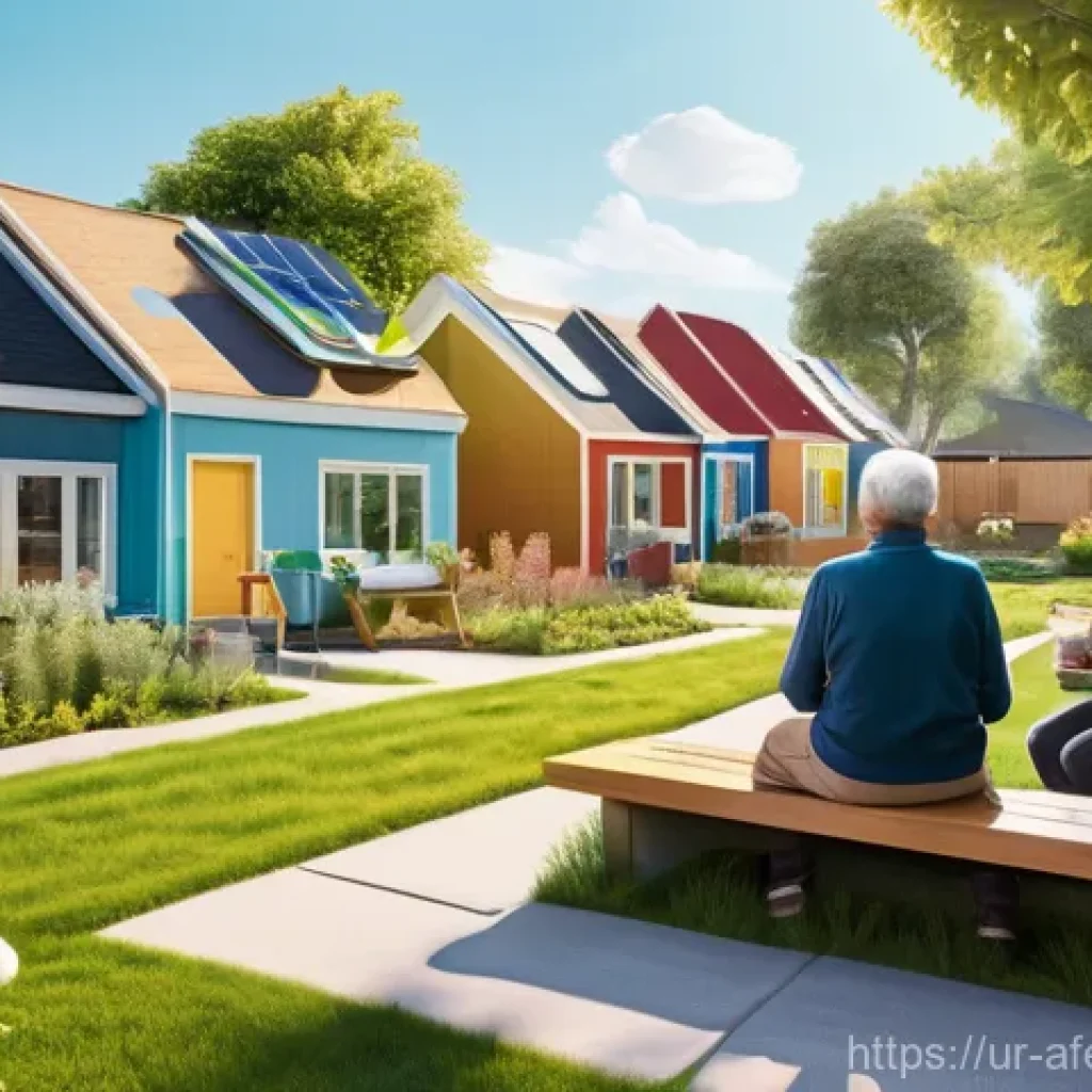 미래 도시에서의 공동체 생활 - **Prompt 1: Future Neighborhoods - Smart Homes, Real Connections**
    A vibrant, sunlit, futuristic...