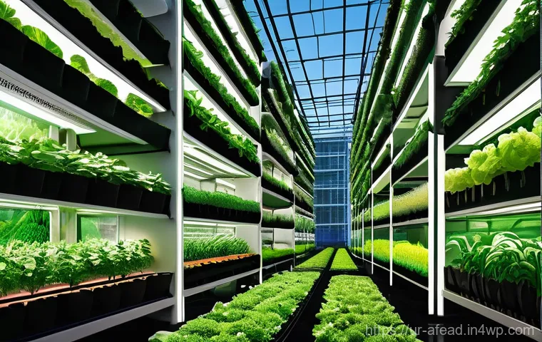 미래 공동체의 농업 혁신 - **Prompt:** A vibrant, futuristic urban vertical farm integrated into a bustling modern cityscape. I...