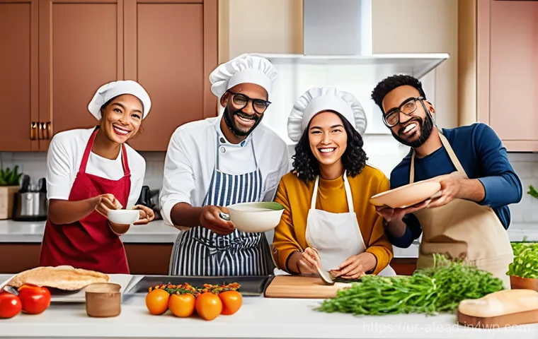 공동체 형성에 대한 사회적 변화 - **Prompt 1: A Vibrant Online Cooking Community**
    "A diverse group of individuals, ranging from y...