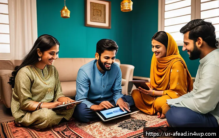 미래 공동체의 사회적 연결망 - A diverse group of people from South Asia, including Pakistani men and women in modest, culturally a...